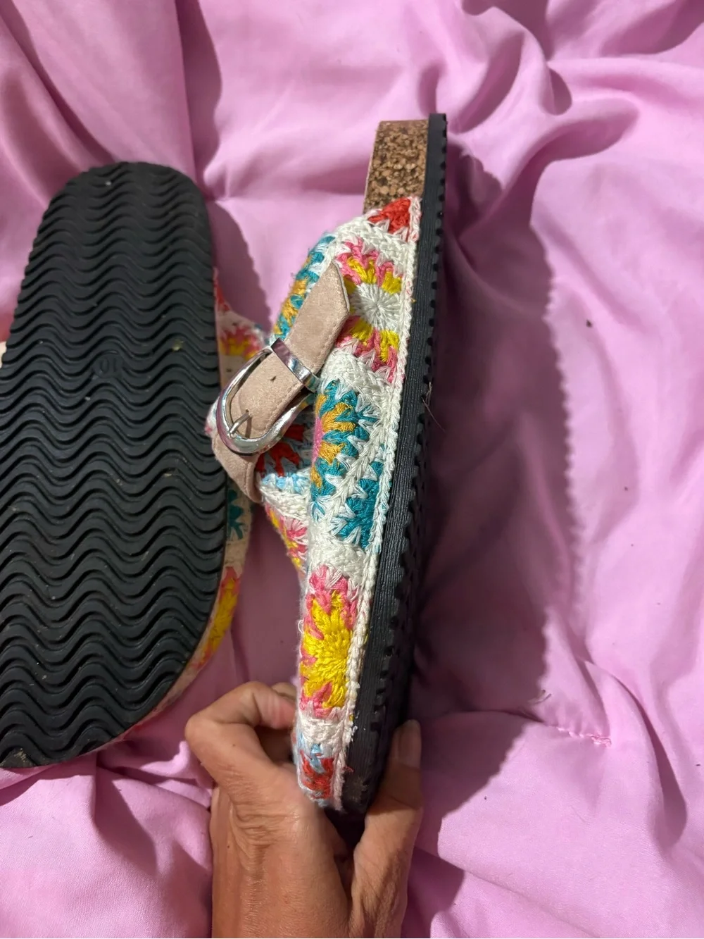 Crochet retro 70s Pattern Slip-On Clogs in Multicolor - Picture 4 of 9